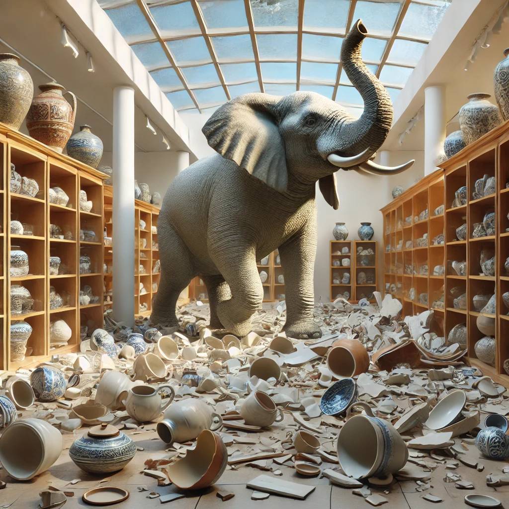 수정됨_DALL·E_2025_01_15_17.27.39___A_photorealistic_depiction_of_an_elephant_causing_chaos_inside_a_ceramics_museum._The_scene_features_the_elephant_surrounded_by_shattered_pottery_and_.jpg